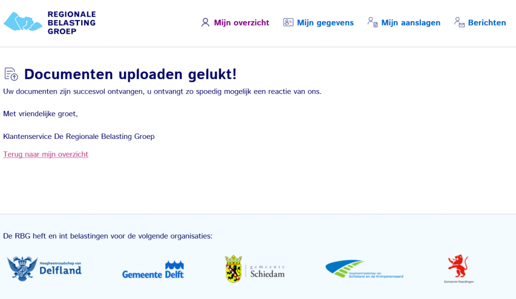 Uploading documents succeeded.