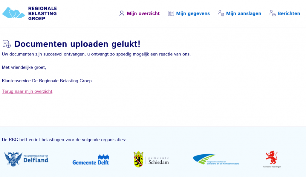 Documenten uploaden gelukt